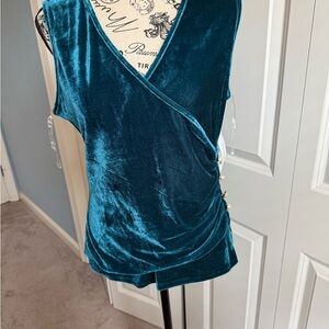 Elegant Blue Wrap Velvet Tank Top